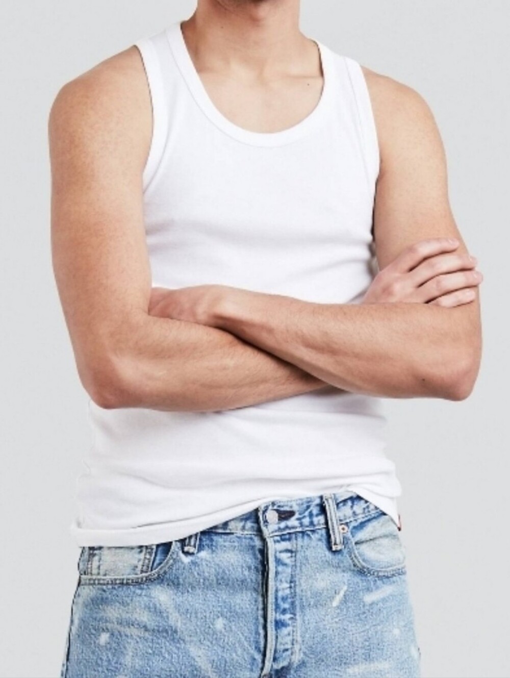 Levi's Size Medium Mens Cotton Muscle T-shirt Ribbed Tank Top White Under Shirt
